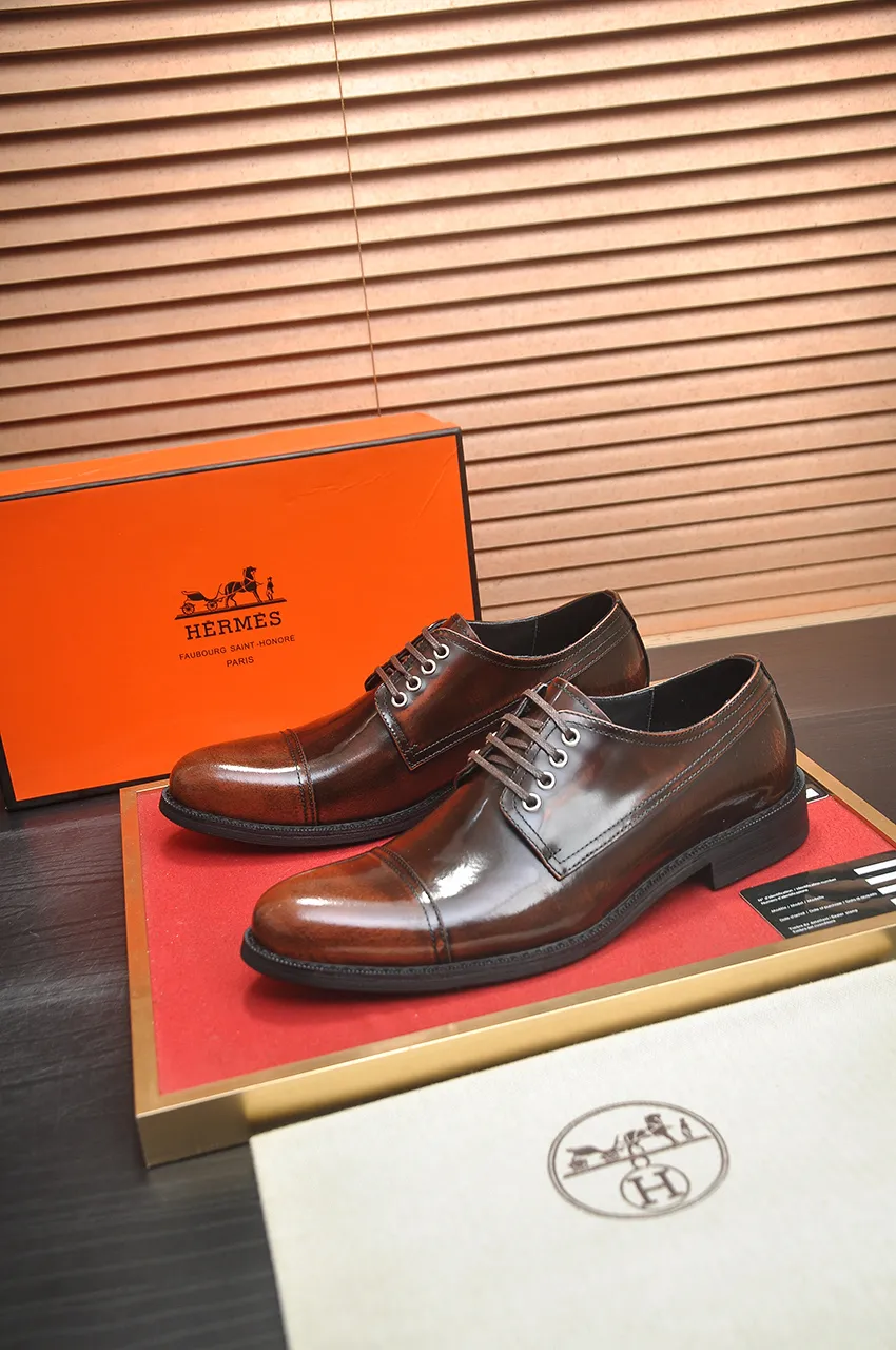Men's shoes💰540💶[HERMES] (cowhide lining)🍀Italian top luxury🍀He does not pursue novel styles and gorgeous colors, but attracts the favor of successful men with his flawless, elegant and classic style. Formal leather shoes This very comfortable, simple and stable style allows you to easily match any style! The pattern is absolutely 1:1 refined from the original case, and we strive for excellence in materials, imported cowhide + cowhide lining💪💪💪extraordinary texture👍! .Code number: 39-45 (45 customized)